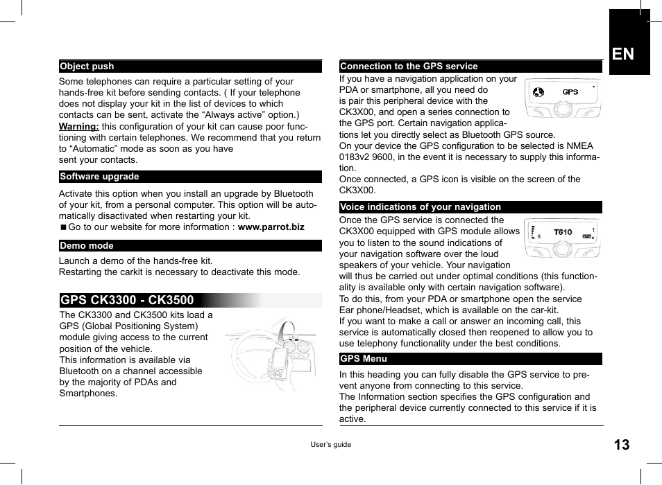 Parrot CK3100 User Manual | Page 13 / 80