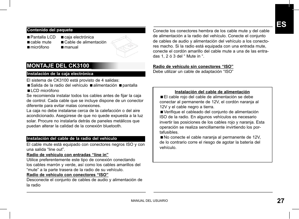 Montaje del ck3100 | Parrot CK3100 User Manual | Page 27 / 80