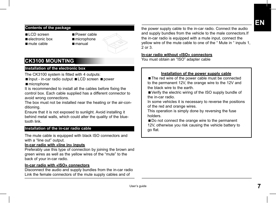 Ck3100 mounting | Parrot CK3100 User Manual | Page 7 / 80