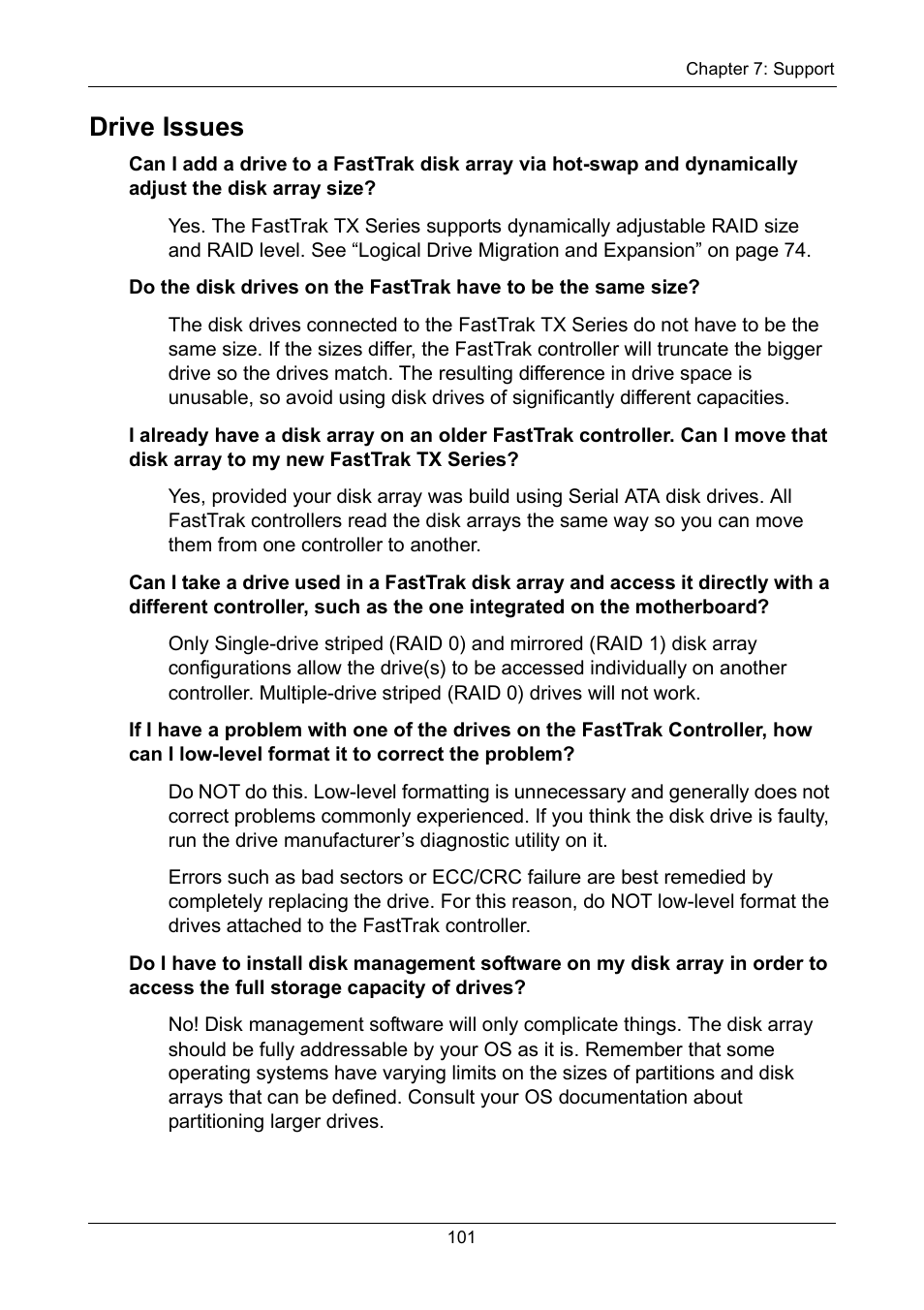 Drive issues | Promise Technology FastTrak TX2300 User Manual | Page 107 / 128