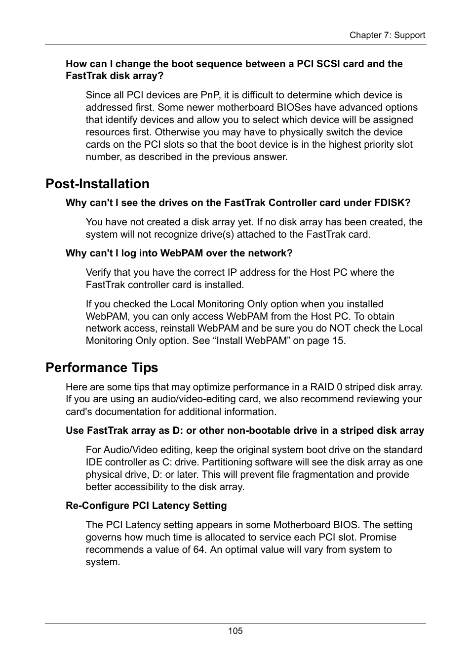 Post-installation, Performance tips | Promise Technology FastTrak TX2300 User Manual | Page 111 / 128