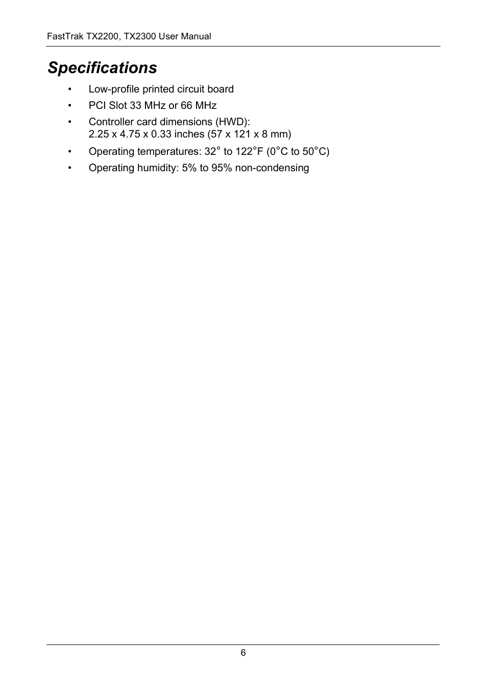 Specifications | Promise Technology FastTrak TX2300 User Manual | Page 12 / 128