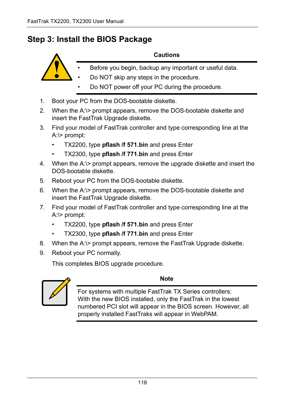 Step 3: install the bios package | Promise Technology FastTrak TX2300 User Manual | Page 124 / 128