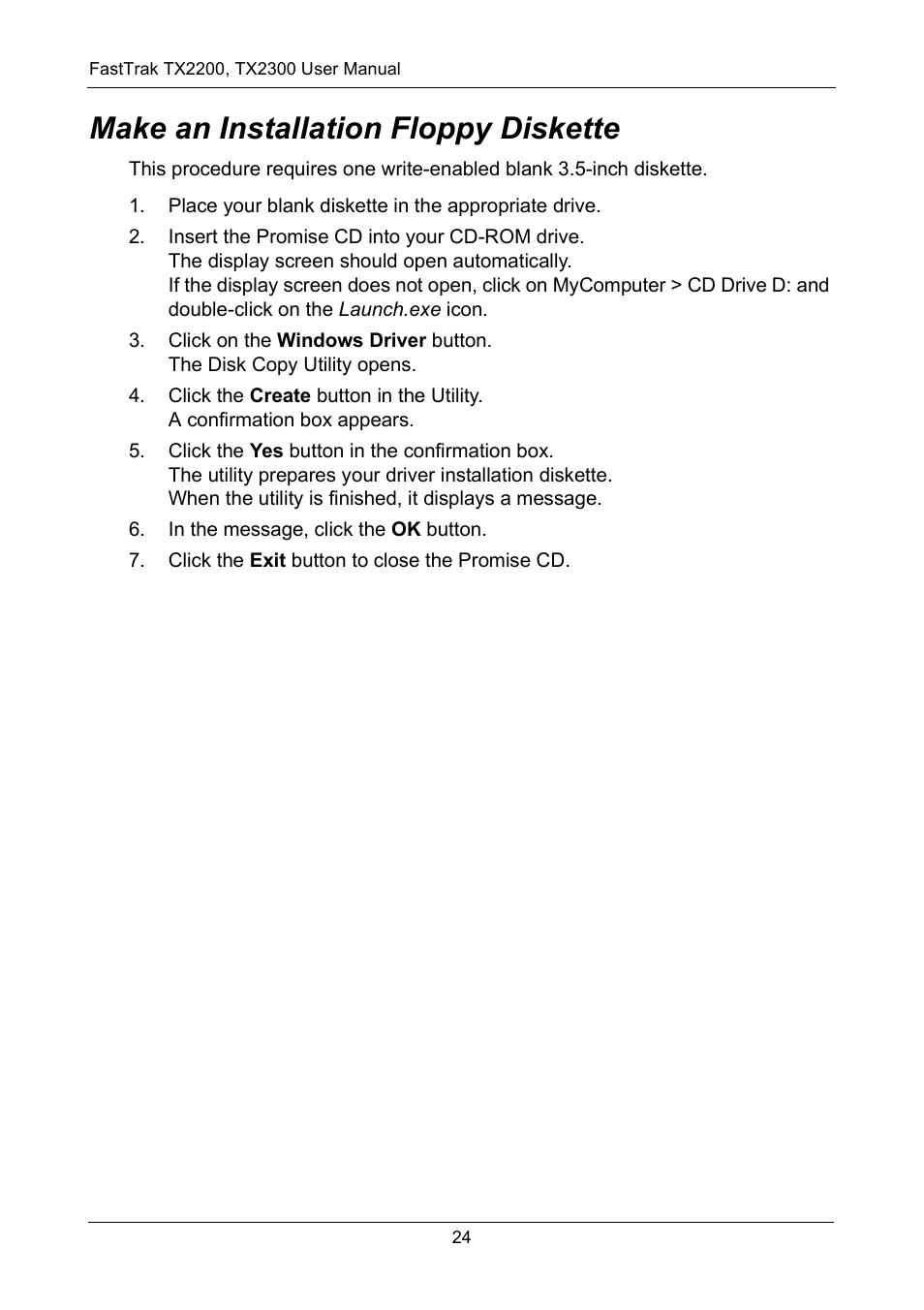 Make an installation floppy diskette | Promise Technology FastTrak TX2300 User Manual | Page 30 / 128
