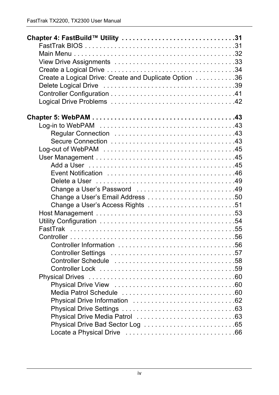 Promise Technology FastTrak TX2300 User Manual | Page 4 / 128