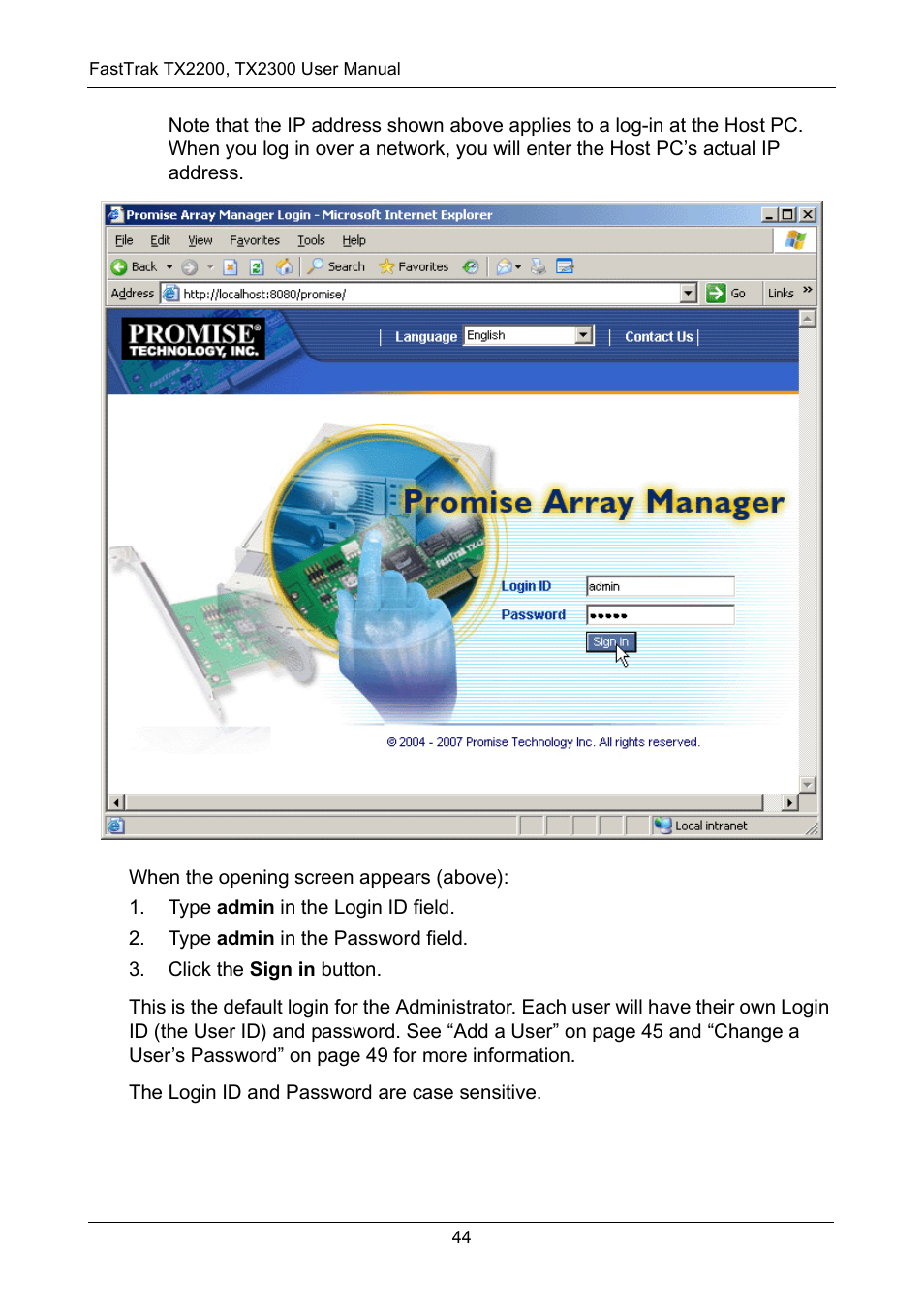 Promise Technology FastTrak TX2300 User Manual | Page 50 / 128