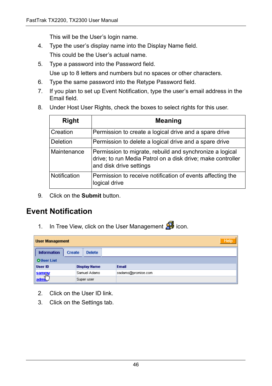 Event notification | Promise Technology FastTrak TX2300 User Manual | Page 52 / 128