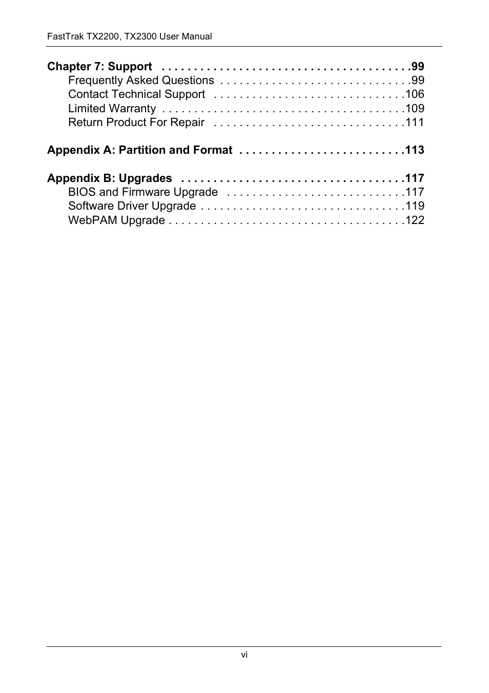 Promise Technology FastTrak TX2300 User Manual | Page 6 / 128