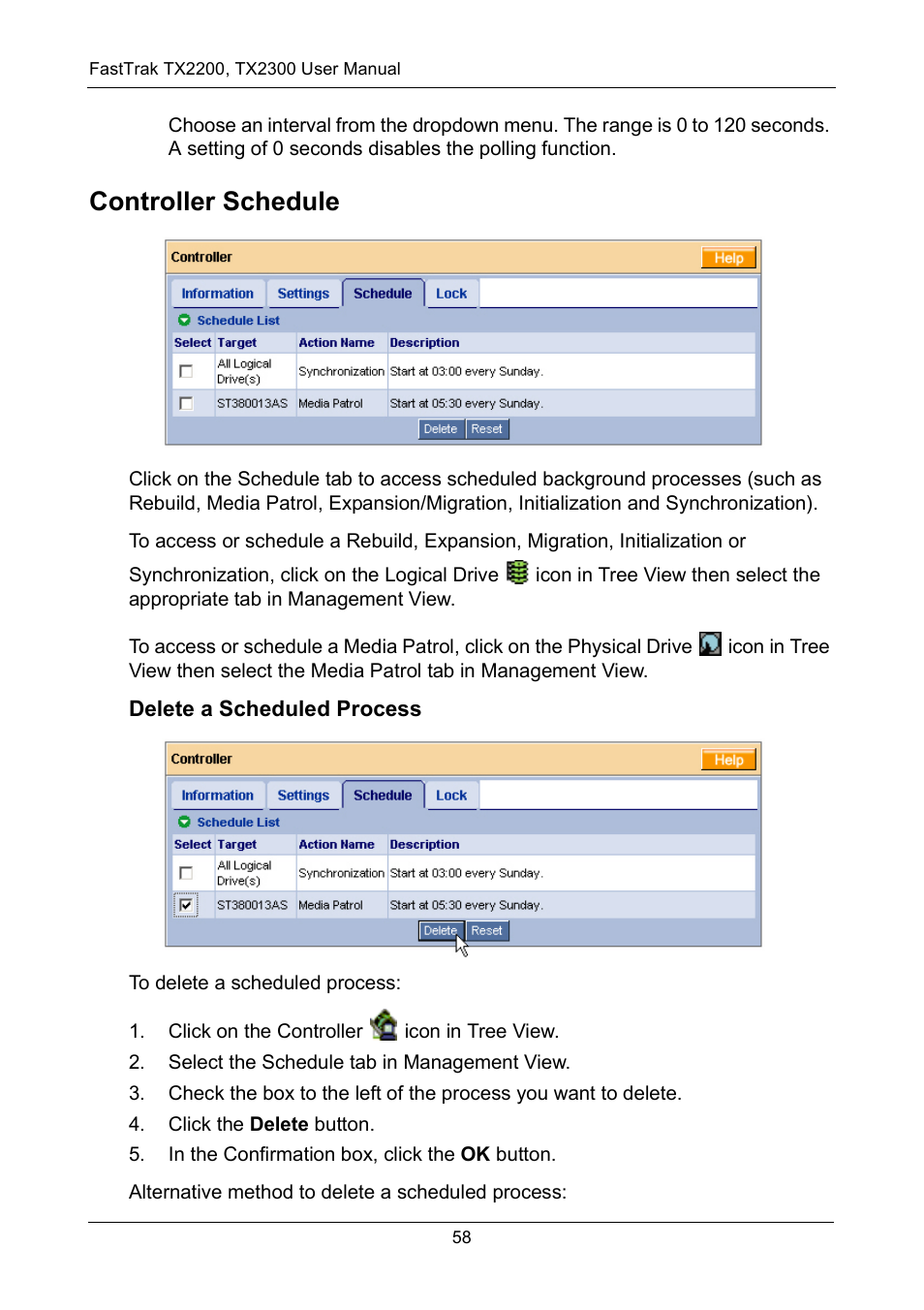 Controller schedule | Promise Technology FastTrak TX2300 User Manual | Page 64 / 128