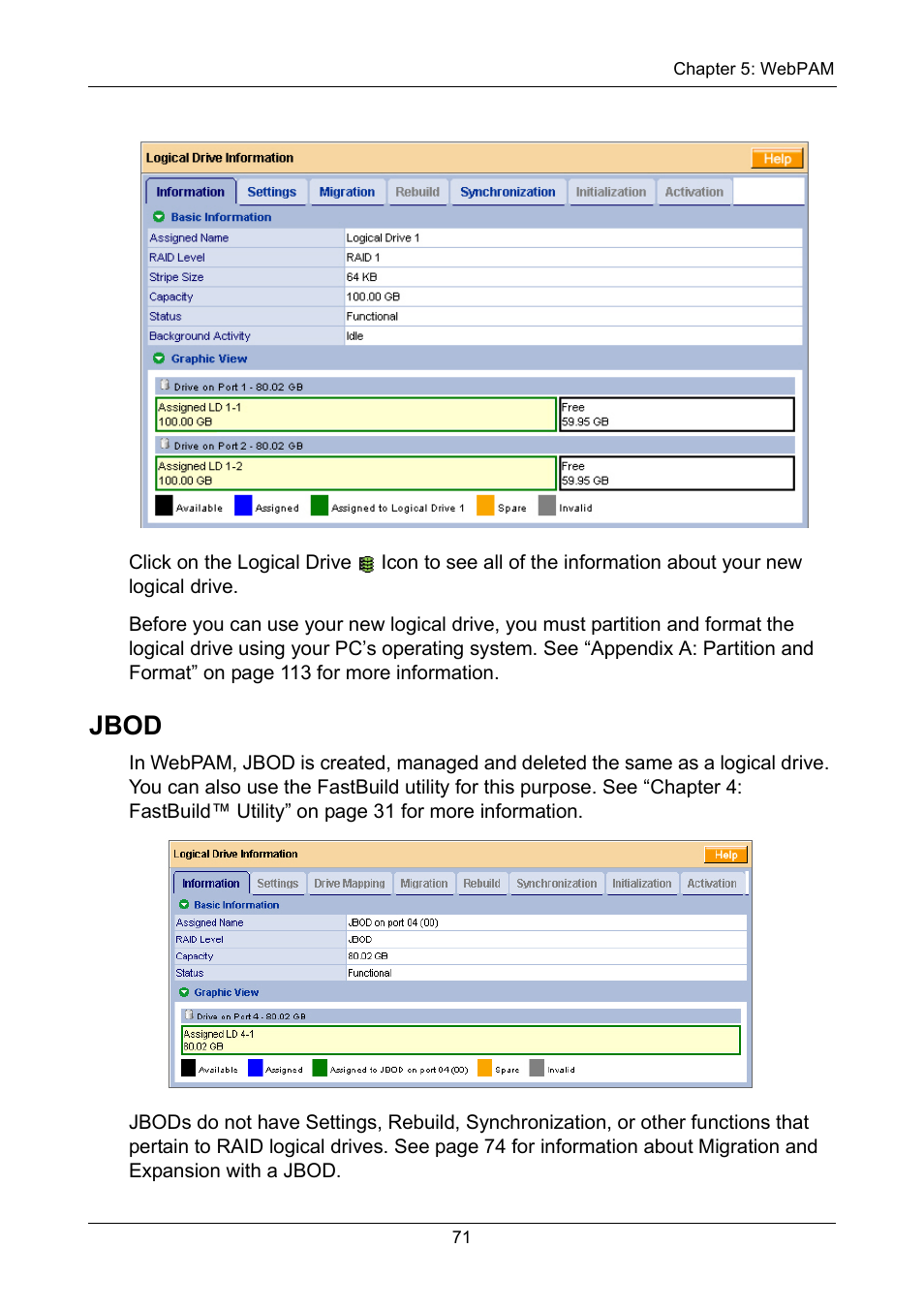 Jbod | Promise Technology FastTrak TX2300 User Manual | Page 77 / 128