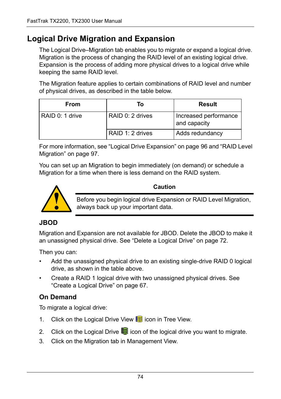 Logical drive migration and expansion | Promise Technology FastTrak TX2300 User Manual | Page 80 / 128