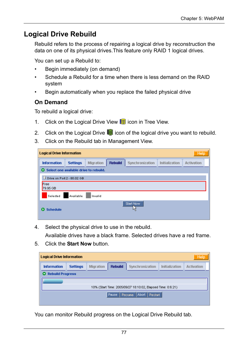 Logical drive rebuild | Promise Technology FastTrak TX2300 User Manual | Page 83 / 128