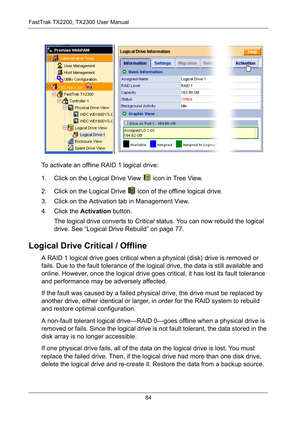 Logical drive critical / offline | Promise Technology FastTrak TX2300 User Manual | Page 90 / 128