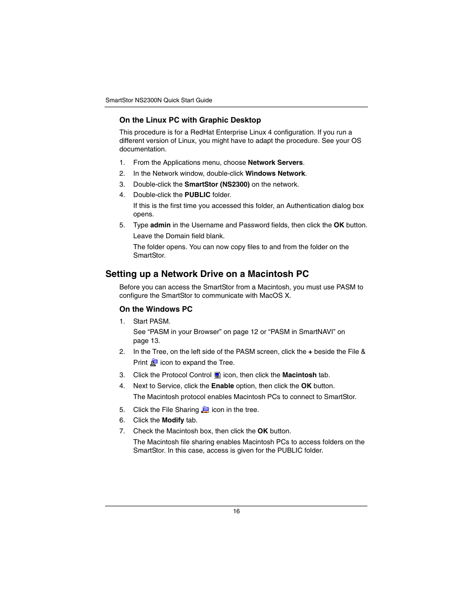Setting up a network drive on a macintosh pc | Promise Technology SmartStor NS2300N User Manual | Page 16 / 191