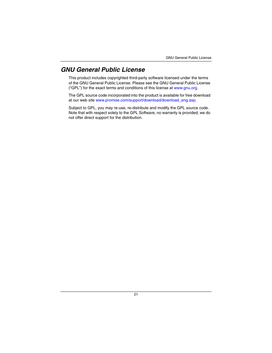 Gnu general public license | Promise Technology SmartStor NS2300N User Manual | Page 21 / 191