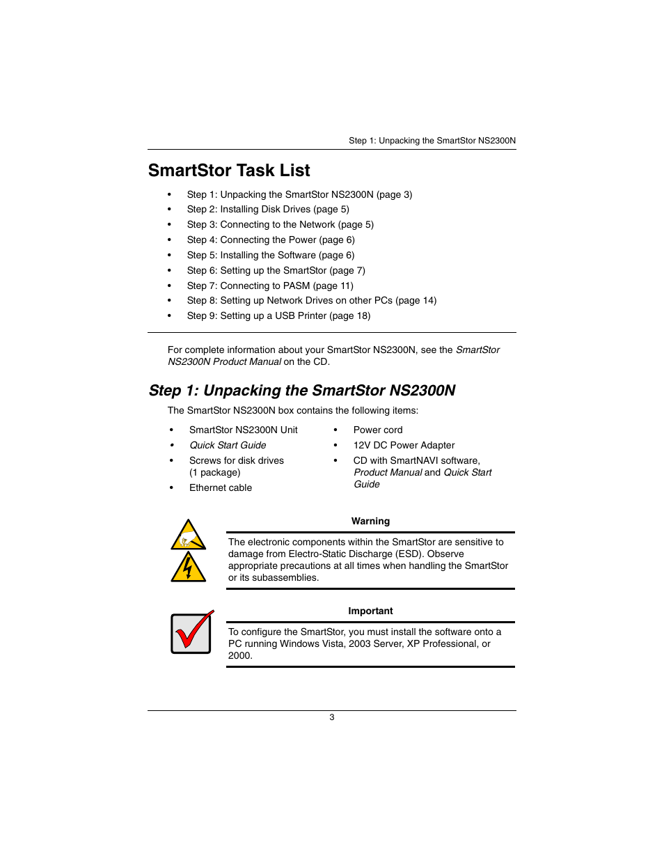 English, Smartstor task list | Promise Technology SmartStor NS2300N User Manual | Page 3 / 191