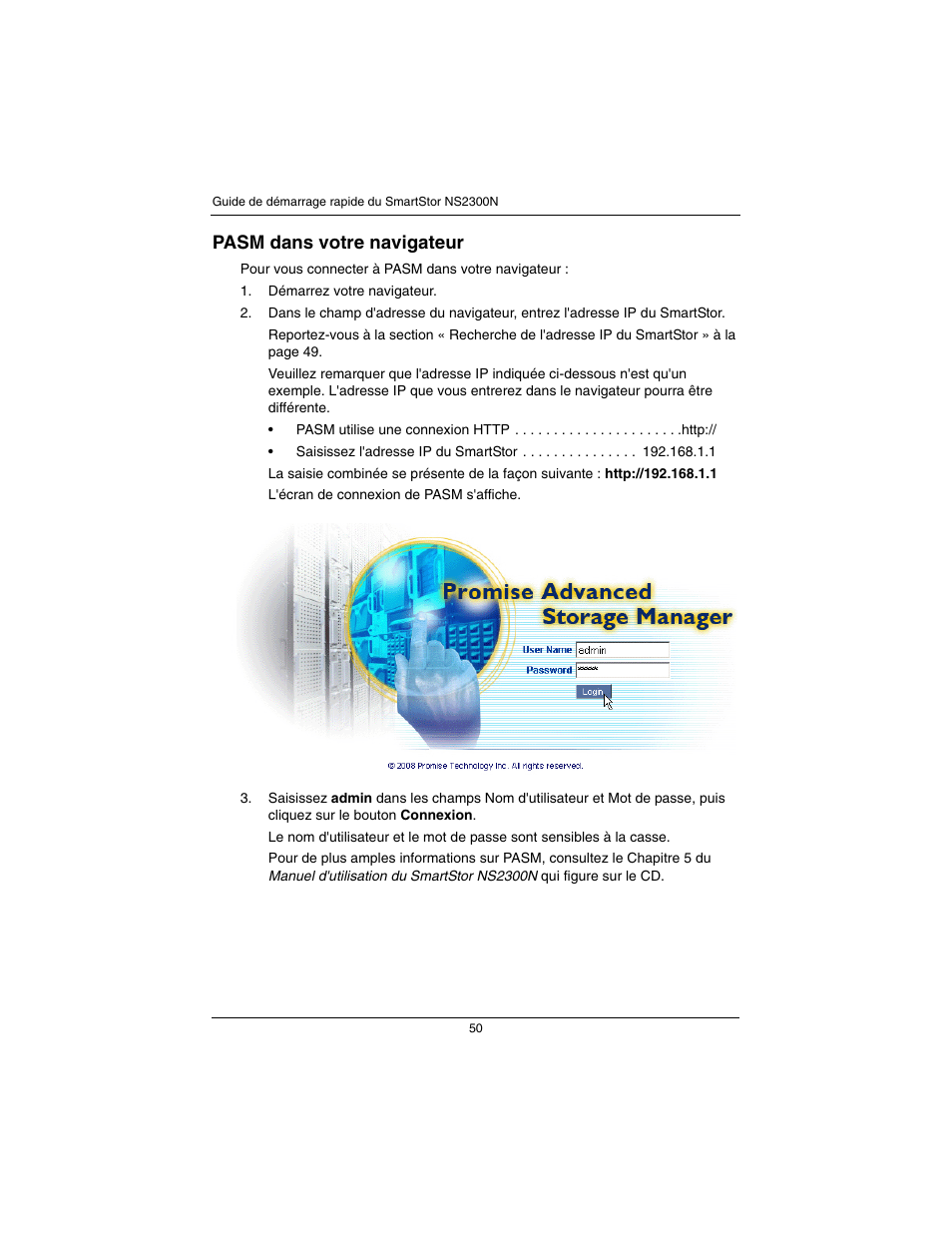 Pasm dans votre navigateur | Promise Technology SmartStor NS2300N User Manual | Page 50 / 191