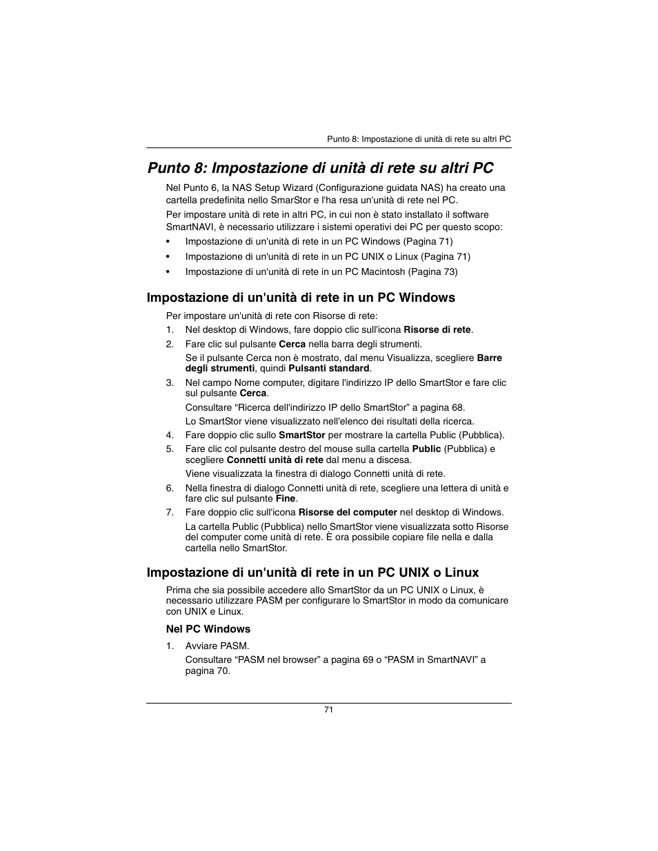 Punto 8: impostazione di unità di rete su altri pc, Impostazione di un'unità di rete in un pc windows | Promise Technology SmartStor NS2300N User Manual | Page 71 / 191