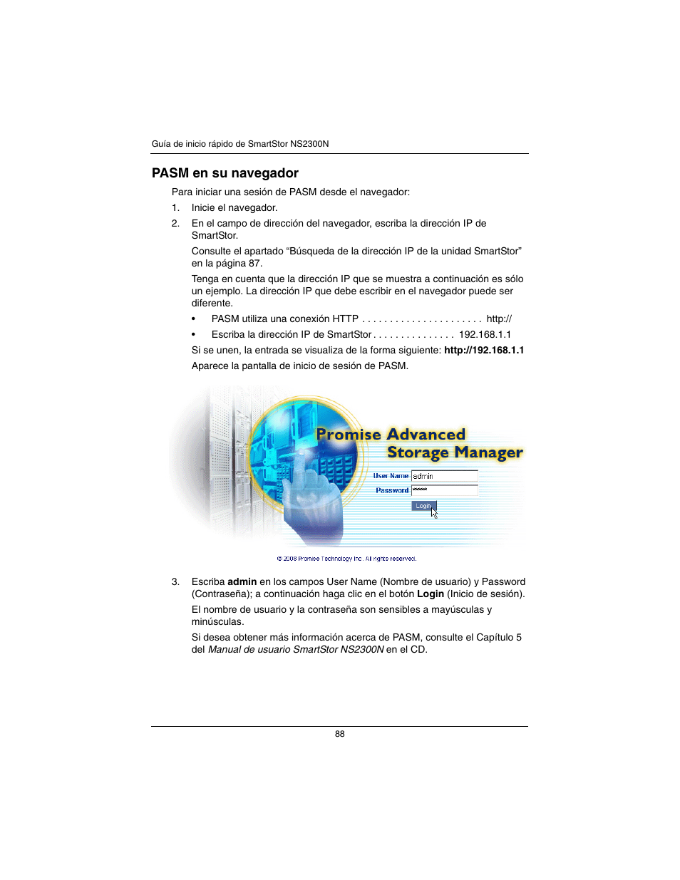 Pasm en su navegador | Promise Technology SmartStor NS2300N User Manual | Page 88 / 191