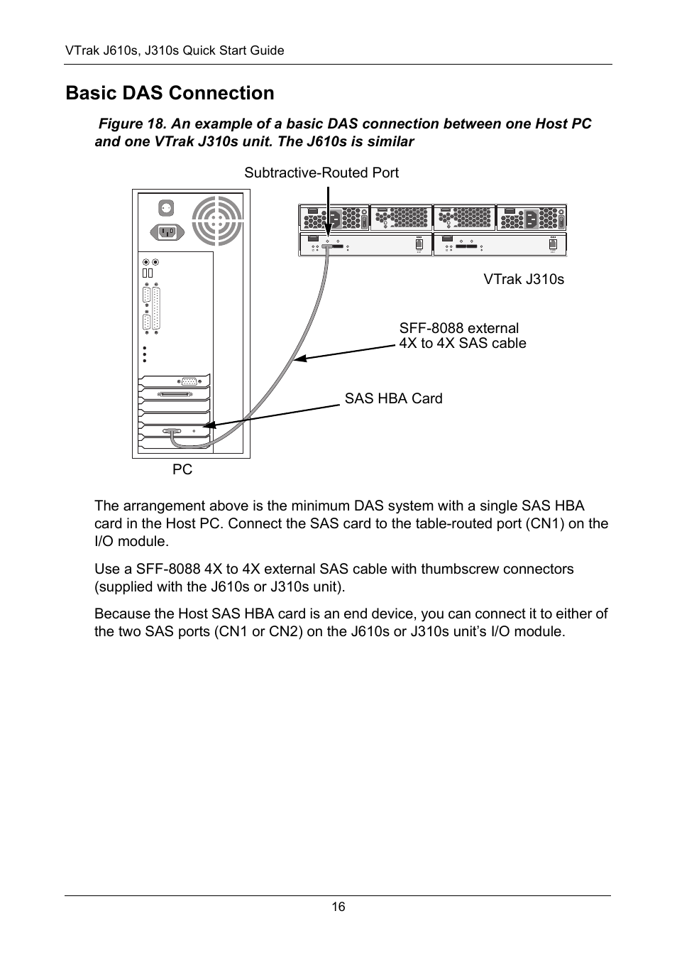 Basic das connection | Promise Technology VTrak J610S User Manual | Page 16 / 26