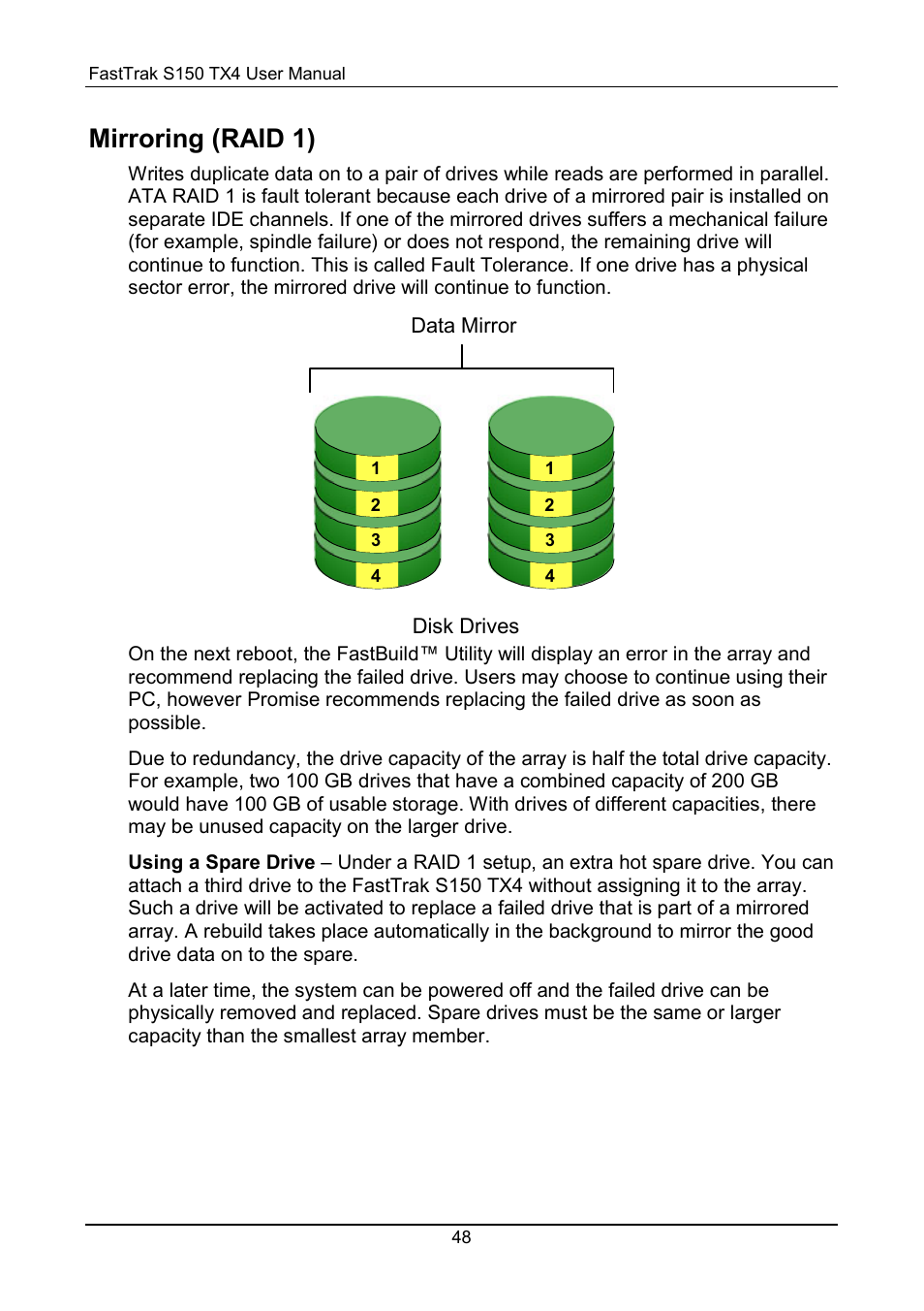 Mirroring (raid 1) | Promise Technology FastTrak S150 User Manual | Page 52 / 74