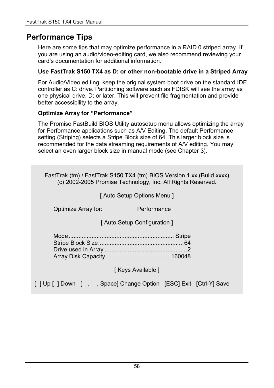 Performance tips | Promise Technology FastTrak S150 User Manual | Page 62 / 74