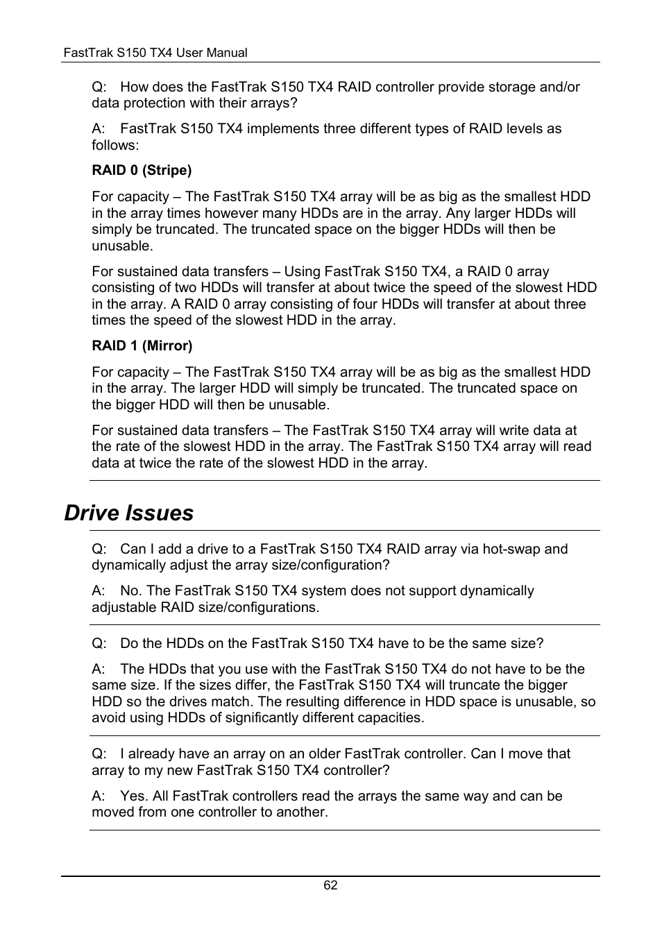 Drive issues | Promise Technology FastTrak S150 User Manual | Page 66 / 74