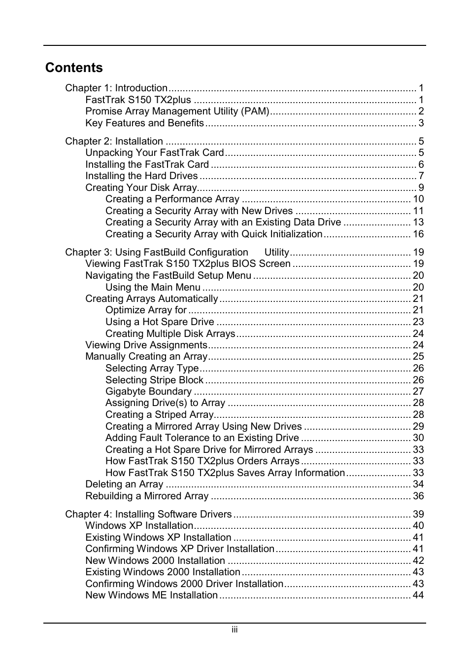 Promise Technology 150TX2 User Manual | Page 3 / 82