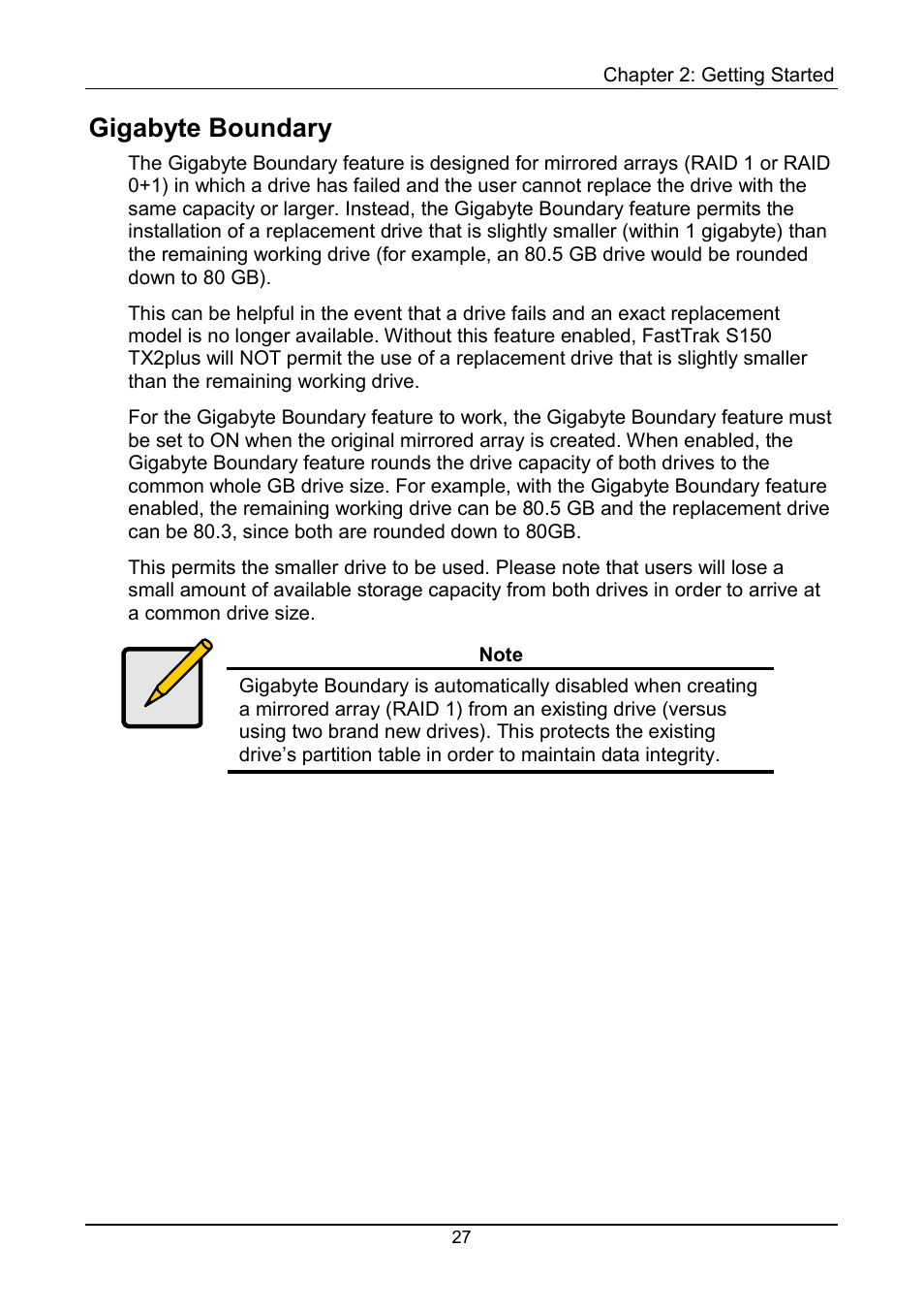 Gigabyte boundary | Promise Technology 150TX2 User Manual | Page 31 / 82