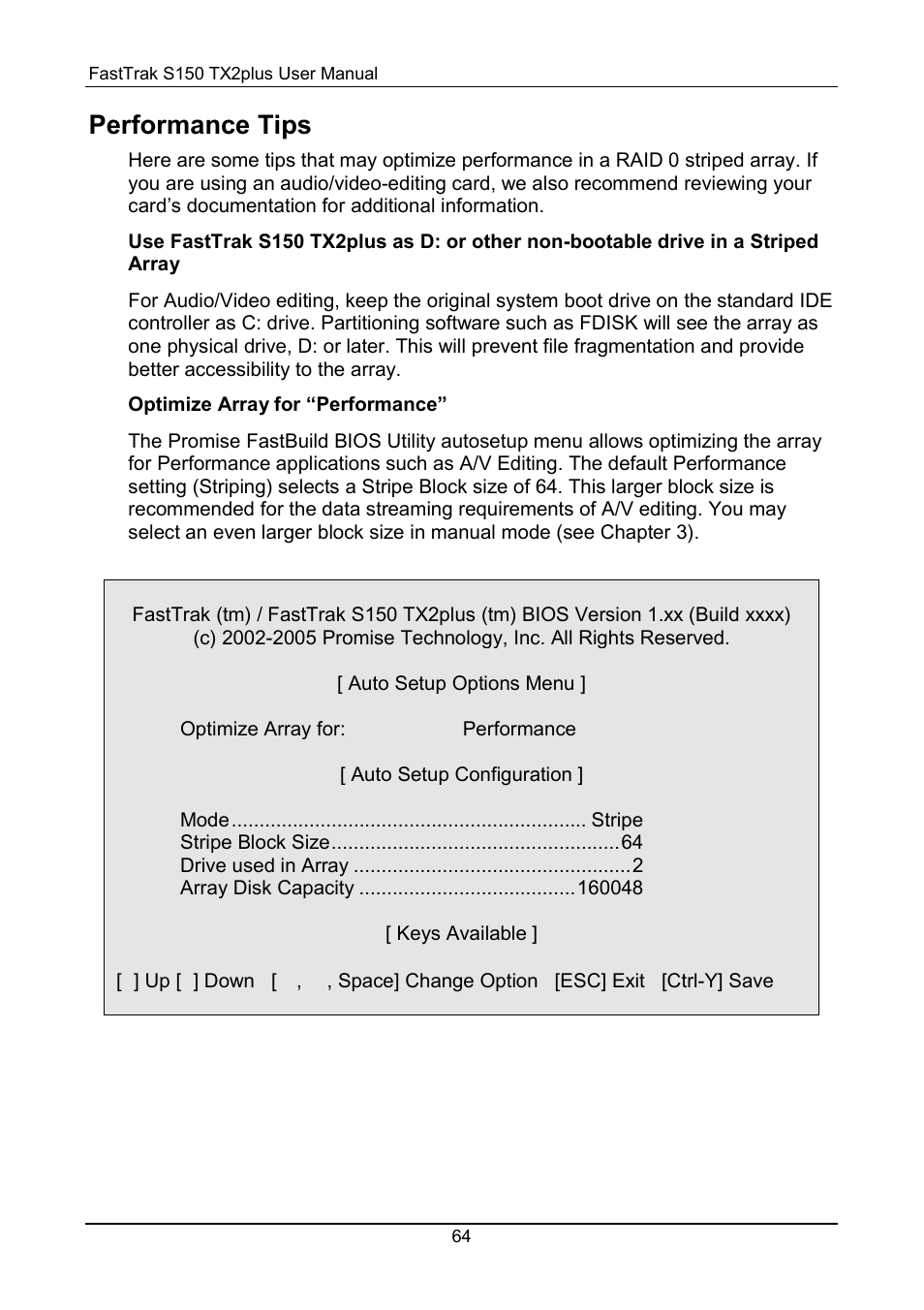 Performance tips | Promise Technology 150TX2 User Manual | Page 68 / 82