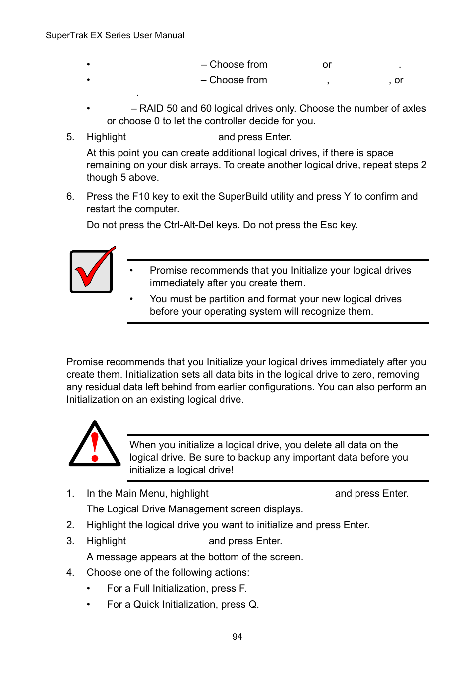 Initializing a logical drive | Promise Technology Network Device EX8654 User Manual | Page 108 / 318