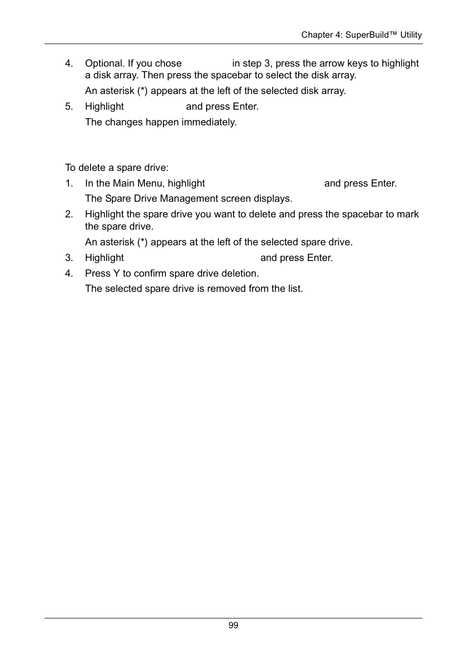 Deleting a spare drive | Promise Technology Network Device EX8654 User Manual | Page 113 / 318