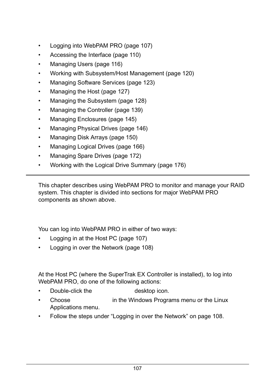 Chapter 5: management with webpam pro, Logging into webpam pro, Logging in at the host pc | Promise Technology Network Device EX8654 User Manual | Page 121 / 318