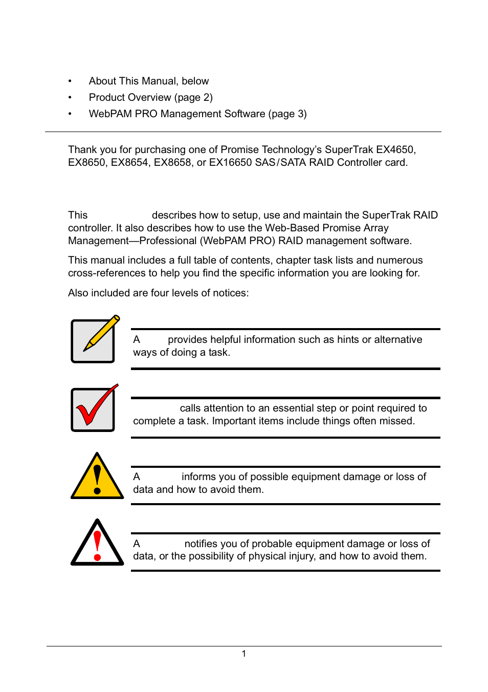 Chapter 1: introduction, About this manual | Promise Technology Network Device EX8654 User Manual | Page 15 / 318
