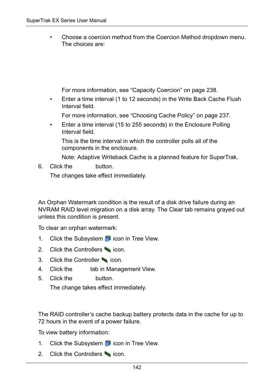 Clearing an orphan watermark, Viewing battery information | Promise Technology Network Device EX8654 User Manual | Page 156 / 318