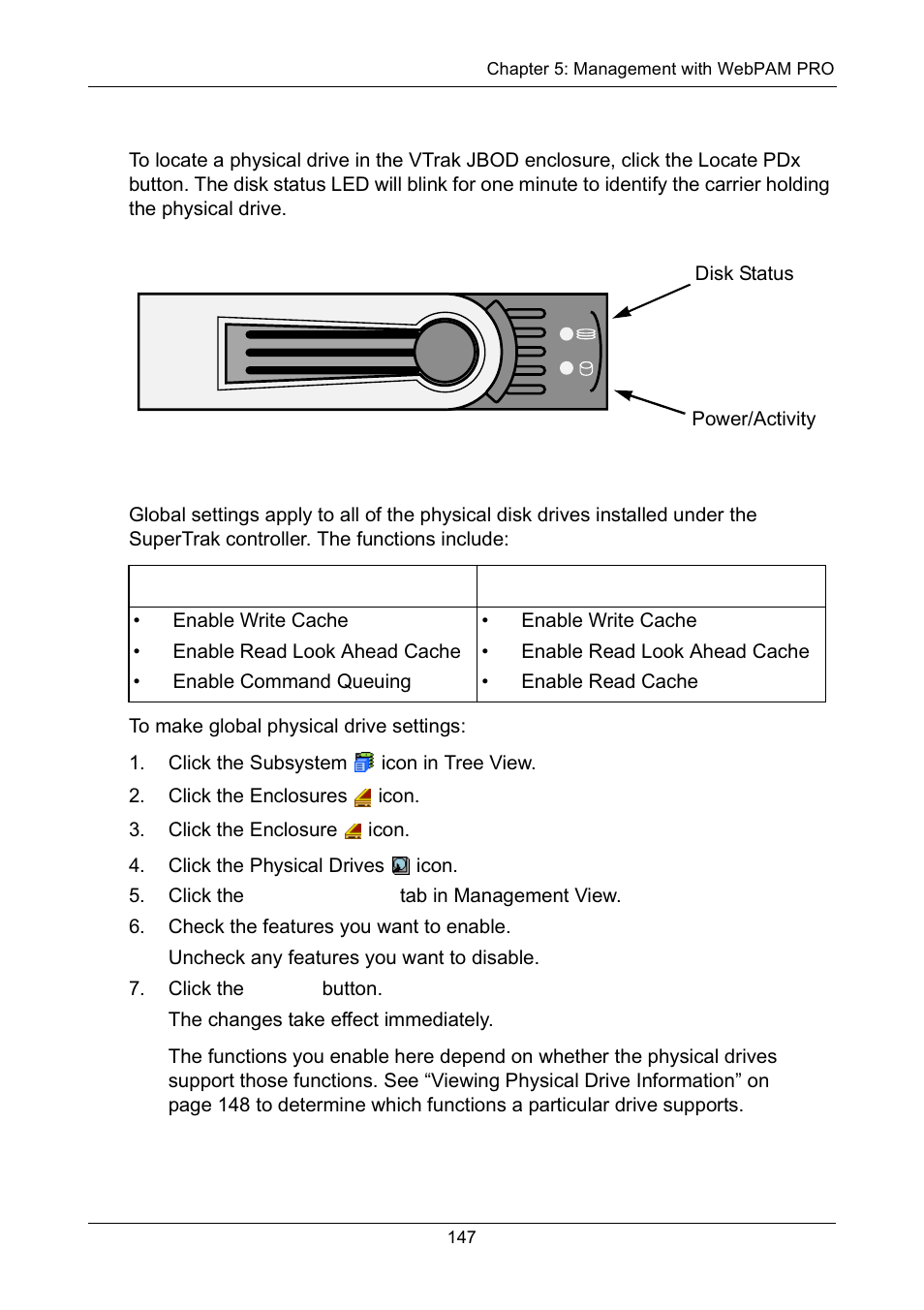 Promise enclosures, Making global physical drive settings | Promise Technology Network Device EX8654 User Manual | Page 161 / 318