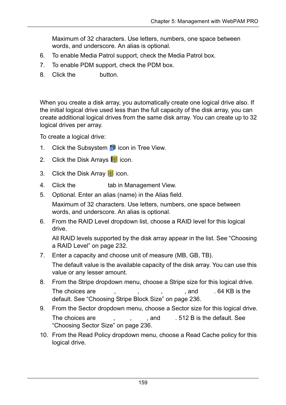Creating a logical drive | Promise Technology Network Device EX8654 User Manual | Page 173 / 318