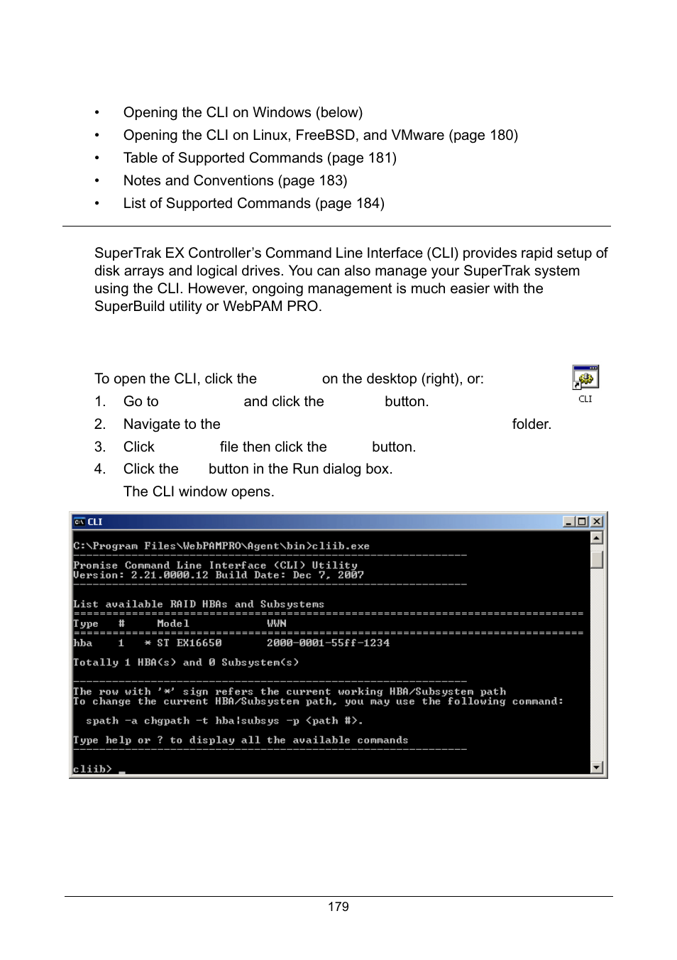 Chapter 6: management with the cli, Opening the cli on windows | Promise Technology Network Device EX8654 User Manual | Page 193 / 318