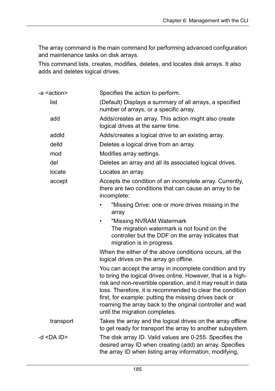 Summary, Options | Promise Technology Network Device EX8654 User Manual | Page 199 / 318