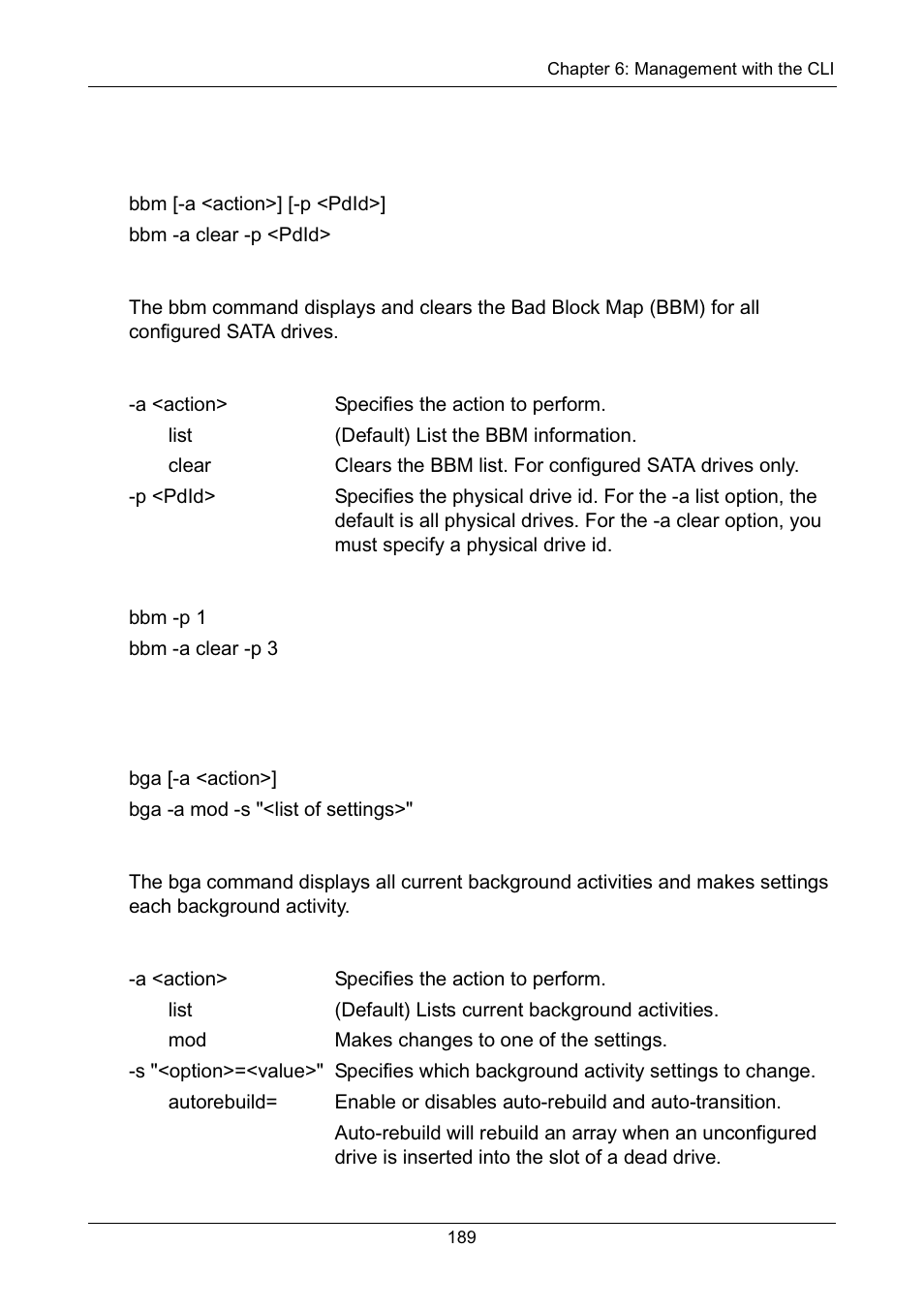 Usage, Summary, Options | Examples | Promise Technology Network Device EX8654 User Manual | Page 203 / 318