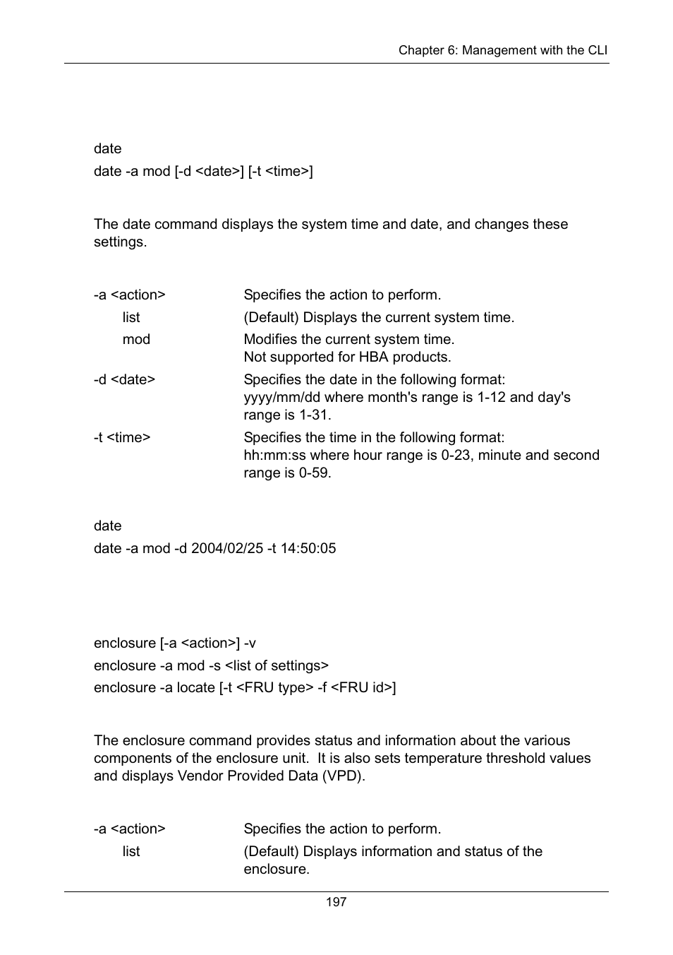 Date, Usage, Summary | Options, Examples, Enclosure | Promise Technology Network Device EX8654 User Manual | Page 211 / 318