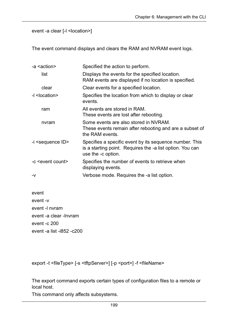 Summary, Options, Examples | Export, Usage | Promise Technology Network Device EX8654 User Manual | Page 213 / 318