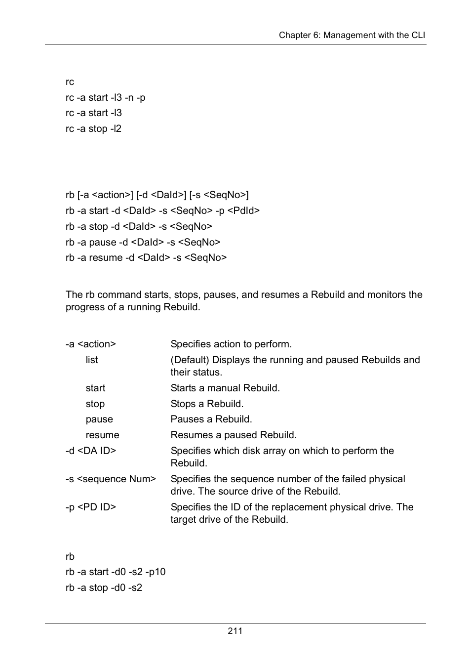 Examples, Usage, Summary | Options | Promise Technology Network Device EX8654 User Manual | Page 225 / 318