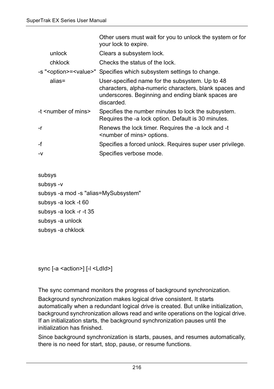 Examples, Sync, Usage | Summary | Promise Technology Network Device EX8654 User Manual | Page 230 / 318