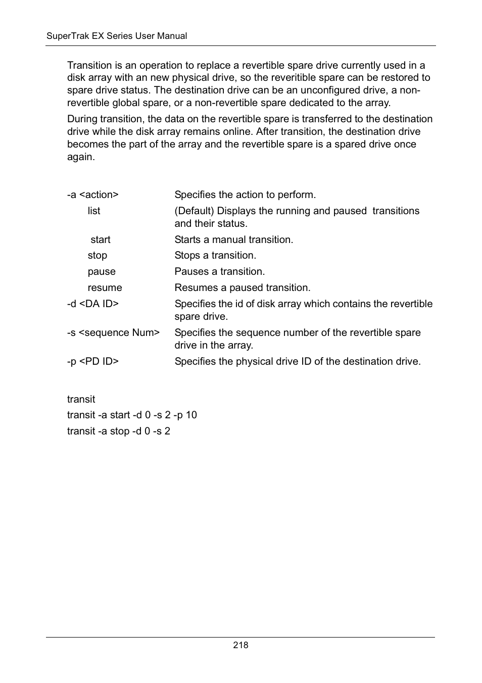 Options, Examples | Promise Technology Network Device EX8654 User Manual | Page 232 / 318