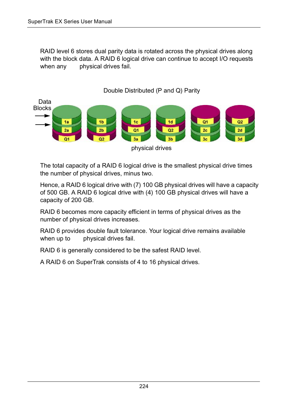 Raid 6 - block and double parity stripe, Raid 6 – block and double parity stripe | Promise Technology Network Device EX8654 User Manual | Page 238 / 318
