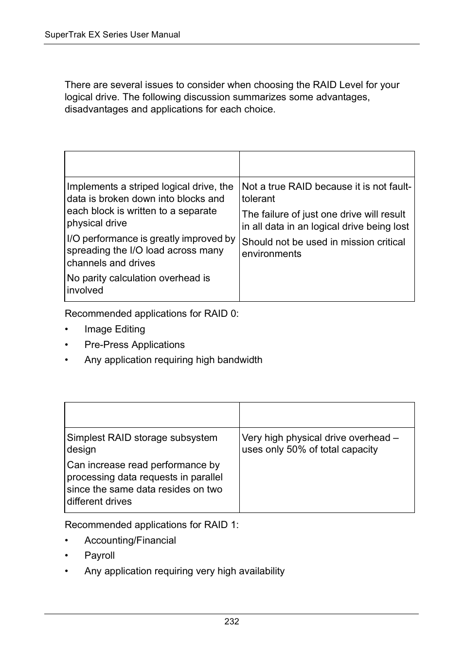 Choosing a raid level, Raid 0, Raid 1 | Raid 0 raid 1 | Promise Technology Network Device EX8654 User Manual | Page 246 / 318