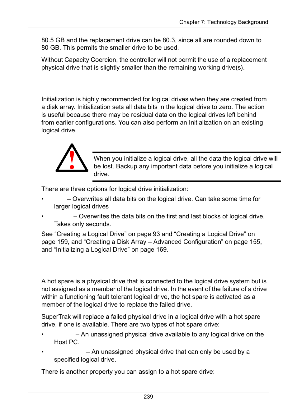 Initialization, Hot spare drive(s), Initialization hot spare drive(s) | Promise Technology Network Device EX8654 User Manual | Page 253 / 318