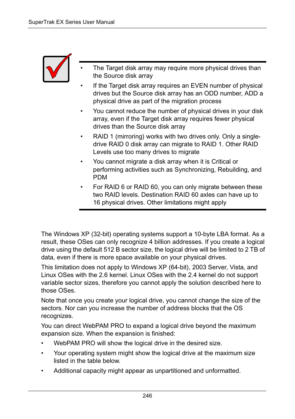Ranges of disk array expansion | Promise Technology Network Device EX8654 User Manual | Page 260 / 318