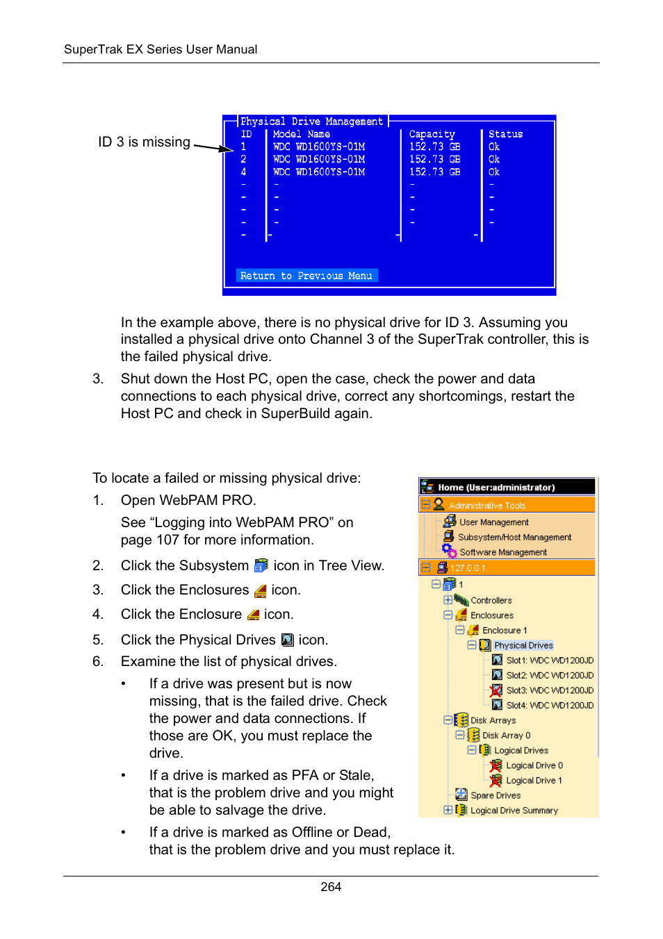 Finding the failed drive in webpam pro | Promise Technology Network Device EX8654 User Manual | Page 278 / 318